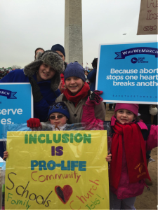 The Schuller Family at the March for Life 2016 – inclusion in Catholic schools is a pro-life issue.