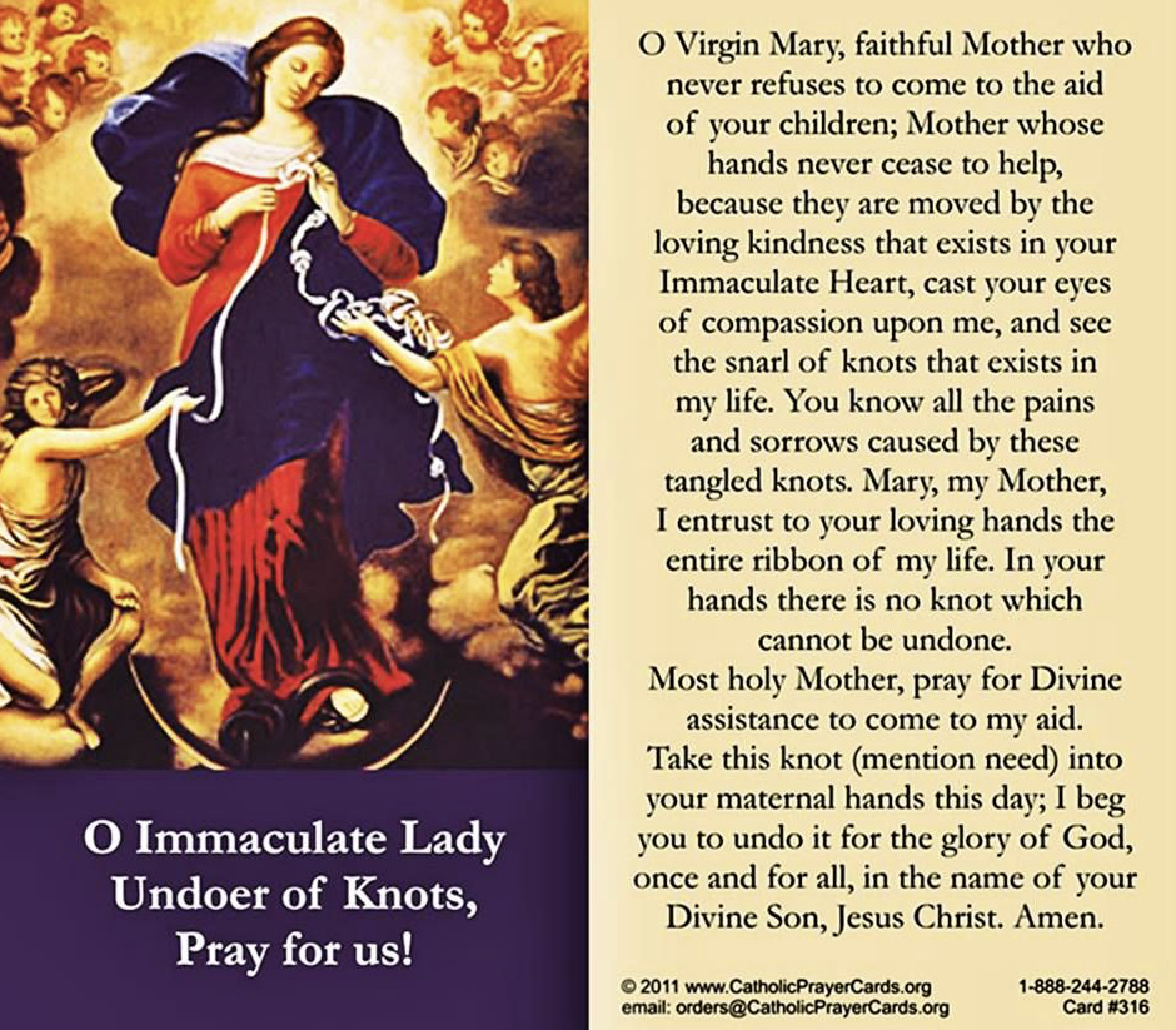 This is the prayer Mary Undoer of Knots